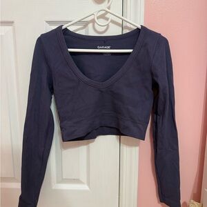 Garage Women's Dark Blue V-Neck Crop Top